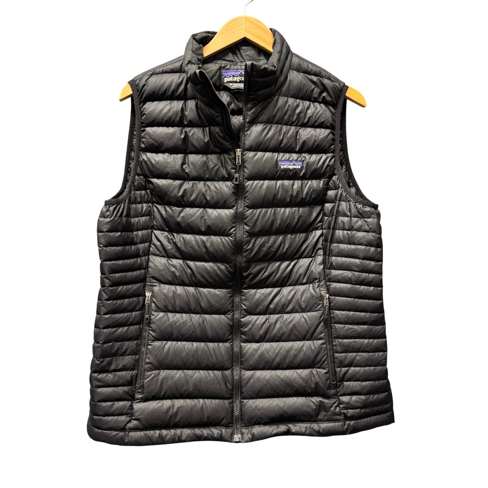 Patagonia Down Vest Womens XL Black Puffer Jacket Outdoor Gorpcore Full Zip